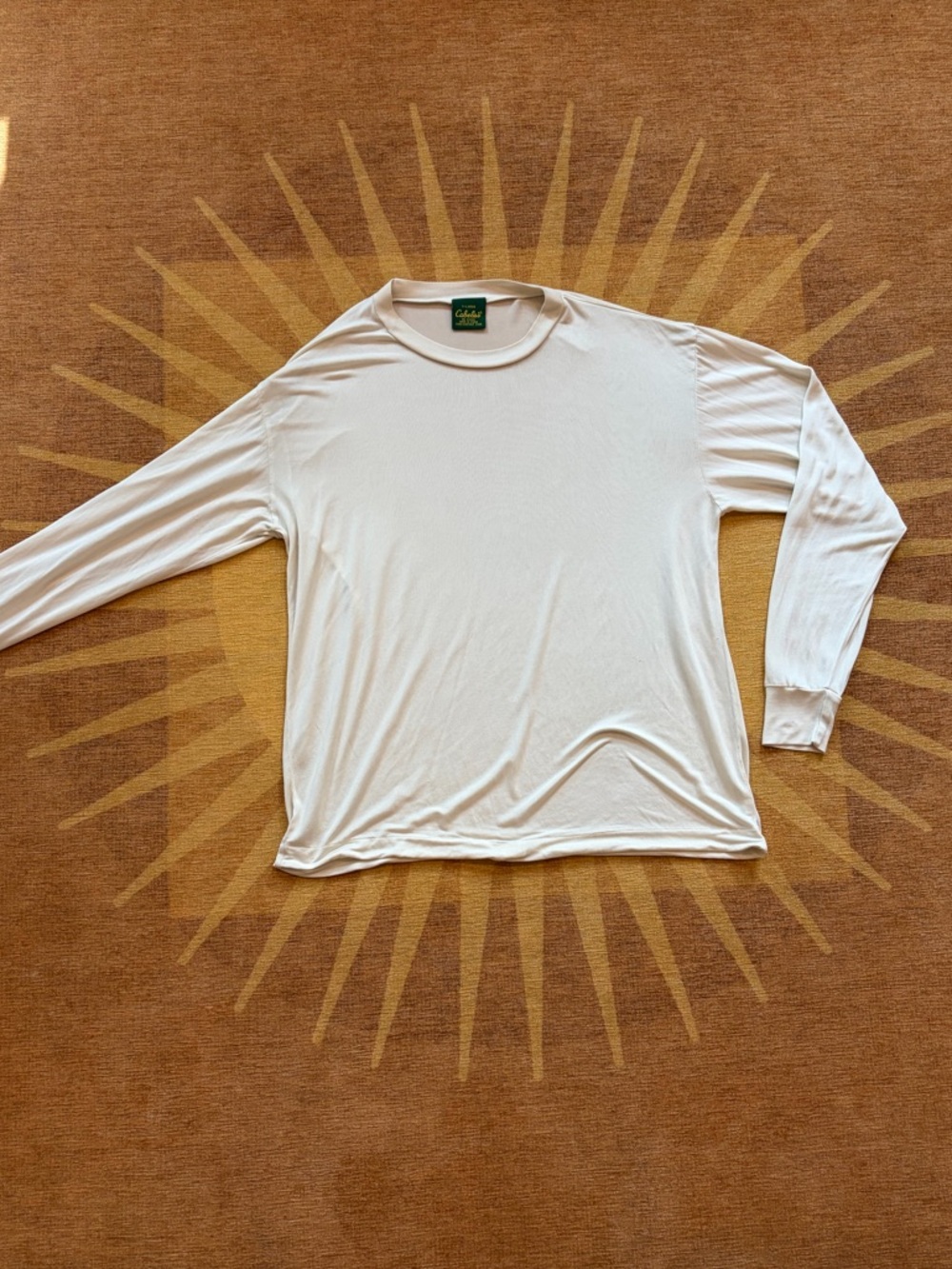 100% Silk Cabela's Men's Long-Sleeve Crew Shirt - White